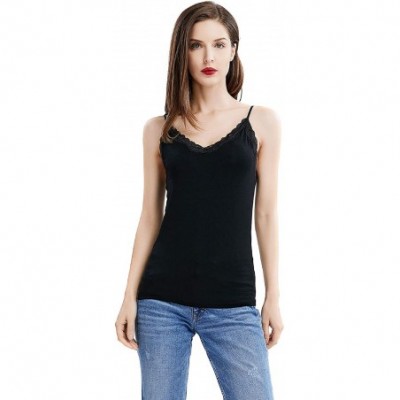 Camisoles & Tanks Lace Camisole for Women Sleeveless V Neck Spaghetti Strap Tank Top Camisole - Black&nude - CR196OH4LX6