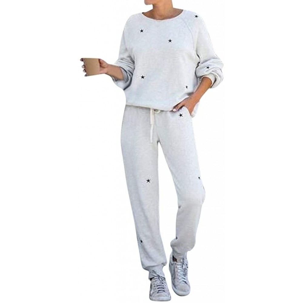 Sets Womens Pajama Sets Womens Pajama Sets Sweatsuit Long Sleeves Pullover Sleepwear Set Lounge Jogger Set Nightwear A - C819...