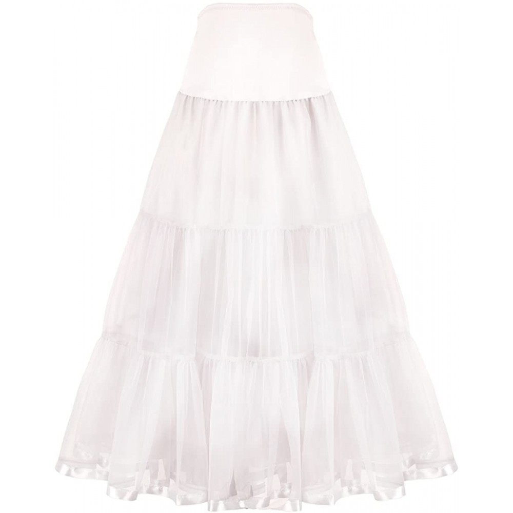 Slips Women's Ankle Length Petticoat Crinoline Underskirt for Long Dress - White - C912NDR9LND