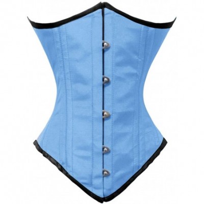 Bustiers & Corsets Heavy Duty 26 Double Steel Boned Waist Training Satin Underbust Tight Shaper Corset 8523-DS - Light Blue (...