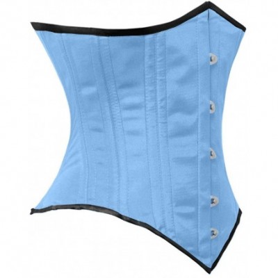 Bustiers & Corsets Heavy Duty 26 Double Steel Boned Waist Training Satin Underbust Tight Shaper Corset 8523-DS - Light Blue (...