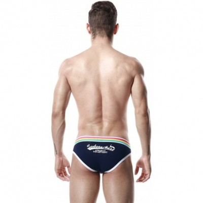 Bikinis Mens Underwear Low Rise Sexy Boxer Brief Bikini - 2795 Navy - C812G1COC8N