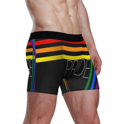 Boxer Briefs Men's Underwear Gay Pride Month Homosexual Rainbow Handprint Breathable Boxer Briefs Low Rise Long Leg - Rainbow...