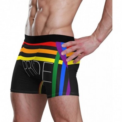 Boxer Briefs Men's Underwear Gay Pride Month Homosexual Rainbow Handprint Breathable Boxer Briefs Low Rise Long Leg - Rainbow...