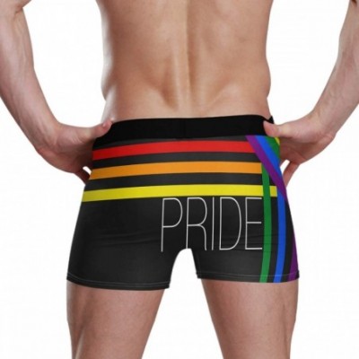 Boxer Briefs Men's Underwear Gay Pride Month Homosexual Rainbow Handprint Breathable Boxer Briefs Low Rise Long Leg - Rainbow...