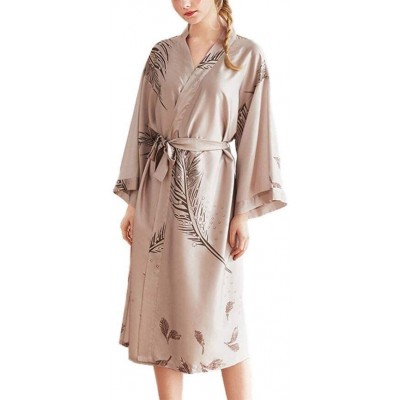 Robes Kimono Dress Woman in Satin by Night- Along Bathrobe for Women-Metallic-L - C3194TCYQRC