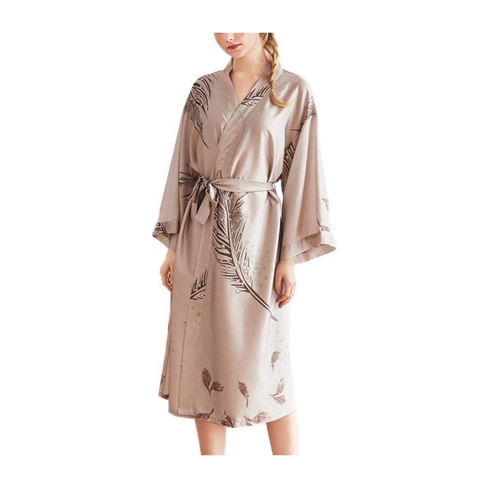 Robes Kimono Dress Woman in Satin by Night- Along Bathrobe for Women-Metallic-L - C3194TCYQRC