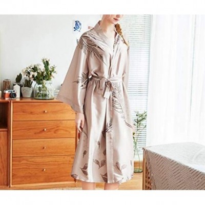 Robes Kimono Dress Woman in Satin by Night- Along Bathrobe for Women-Metallic-L - C3194TCYQRC