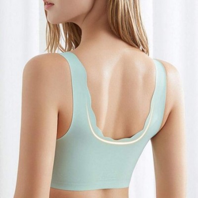 Bras Women's Seamless Extra-Elastic Breathable Lace Trim Sports Bra Top Sports Style Stretch Bralette Crop Top Vest - Green -...