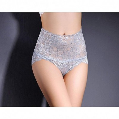 Panties Women's High Waist Lace Panties Comfortable Underwear with High Elastic - Grey a - CJ18I6LDSY7