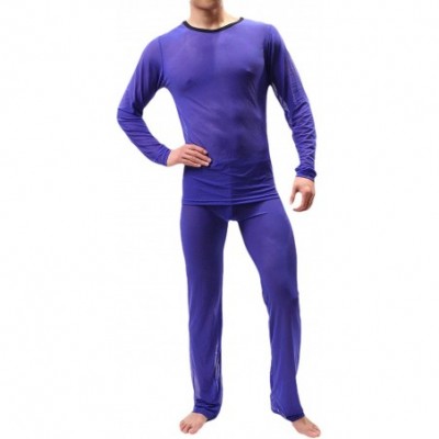 Sleep Sets Men Sleepwear See-Through Nightwear Loungewear Pajama Sets - 2 - C119E6UQGRN