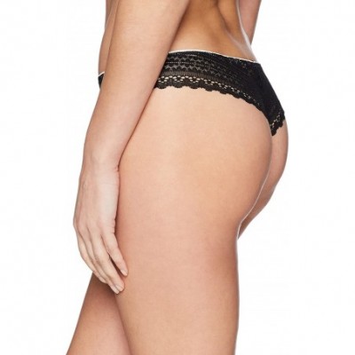 Panties Women's Daisy Lace Thong - Black - C7180D6US42