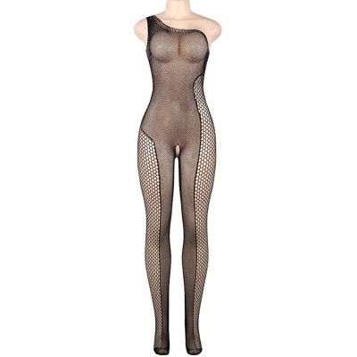 Nightgowns & Sleepshirts Plus Size Women's Black Lace Fishnet Bodystocking Curvy Lines Lingerie - Black-2 - C419DDSK054