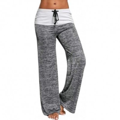 Bottoms Womens Yoga Wide Leg Drawstring Lounge Casual Trousers Pj Pant - Gray - CD19CSYDY8W