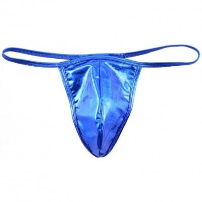 G-Strings & Thongs Hot Men's Shiny Metallic Low Rise Bulge Pouch T-Back G-String Thongs Bikini Briefs Underwear - Royal Blue ...