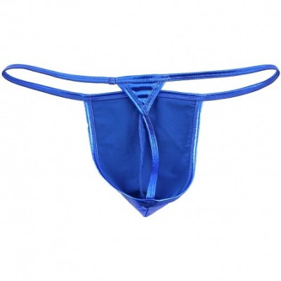 G-Strings & Thongs Hot Men's Shiny Metallic Low Rise Bulge Pouch T-Back G-String Thongs Bikini Briefs Underwear - Royal Blue ...