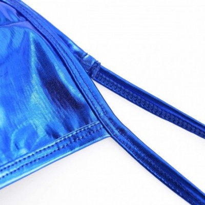 G-Strings & Thongs Hot Men's Shiny Metallic Low Rise Bulge Pouch T-Back G-String Thongs Bikini Briefs Underwear - Royal Blue ...