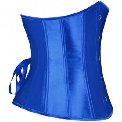 Bustiers & Corsets Fashion Womens Sexy Satin Vintage Underbust Waist Training Corset Bustier Waist Cincher Bodyshaper - Blue ...