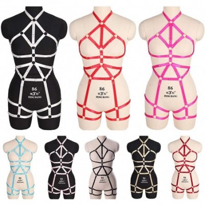 Accessories Women Rave Full Body Harness Bralette Strappy Hollow Out Waist Garter Belts - Pink - CD1970L9SCU