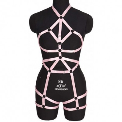 Accessories Women Rave Full Body Harness Bralette Strappy Hollow Out Waist Garter Belts - Pink - CD1970L9SCU