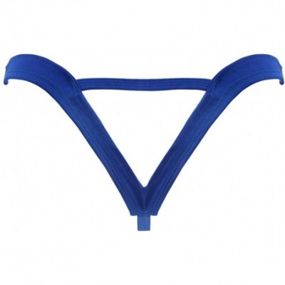 G-Strings & Thongs Mens Sexy Bulge Pouch G-String Underwear with Inverted Triangle Rear - Blue - CK128OG8U41