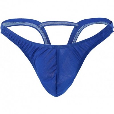 G-Strings & Thongs Mens Sexy Bulge Pouch G-String Underwear with Inverted Triangle Rear - Blue - CK128OG8U41