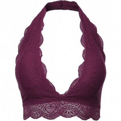 Bras Women's Sexy Lace Halter Neck Bralette - Aawtkv0051 Purple - CG18ZDSTK5N