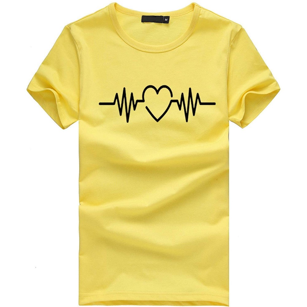 Shapewear T Shirts for Women-Women Girls Plus Size Print Tees Shirt Short Sleeve T Shirt Blouse - Yellow - CO18RWGTSWA