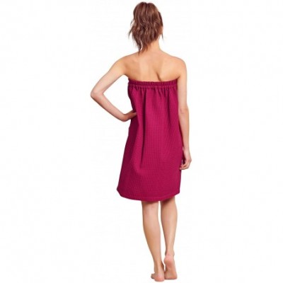 Robes Women Spa/Bath Wrap with Pocket - Soft- Light Adjustable Closure - Quick Dry - Wine Red - C418O46O3CS