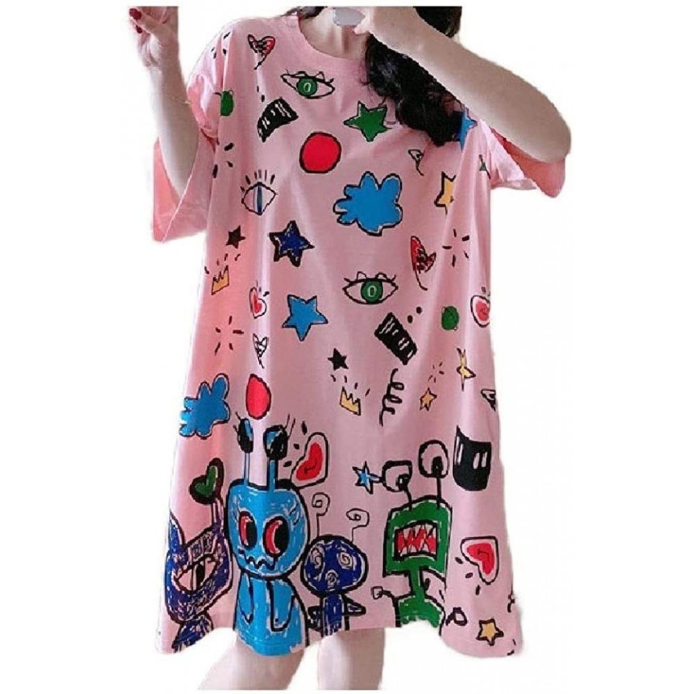 Nightgowns & Sleepshirts Lounger Baggy Mid-Long Sleep Dress Casual Loose Sleepwear - As5 - CD19E78X8UM