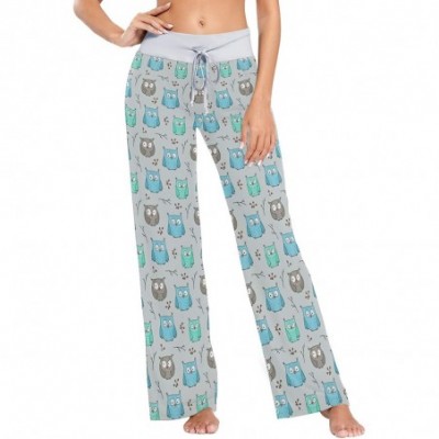 Bottoms Blue Grey Green Owls Women's Pajama Pants Lounge Sleep Wear - Multi - CP19DC3GALL