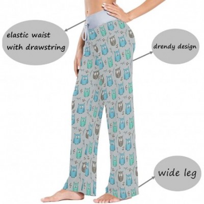 Bottoms Blue Grey Green Owls Women's Pajama Pants Lounge Sleep Wear - Multi - CP19DC3GALL