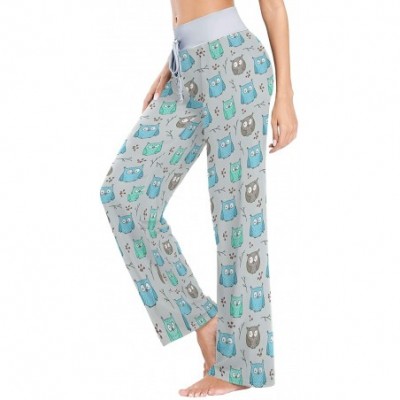 Bottoms Blue Grey Green Owls Women's Pajama Pants Lounge Sleep Wear - Multi - CP19DC3GALL