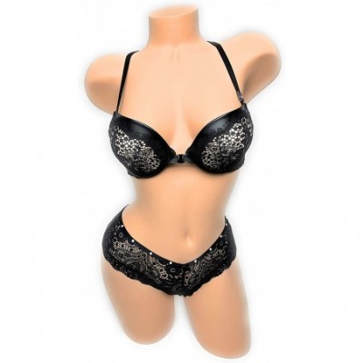 Bras Bundle of 2 1 34DD Push Up Bra and Small Cheeky Panties Black Nude - CS18X975RQH