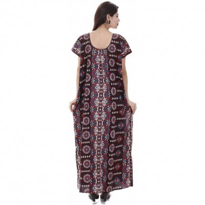 Nightgowns & Sleepshirts Women's Cotton Nightie Brown Printed Nightdress Slip On Evening Wear L - C-693 - CH190U765EY