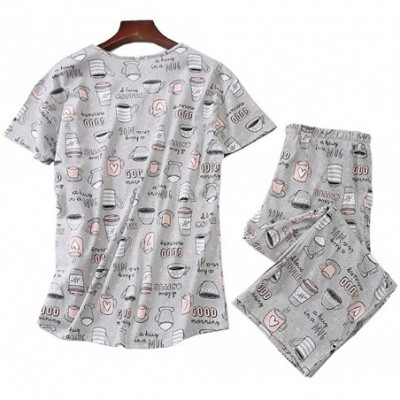 Sets Women Pajama Set Sleepwear Tops with Capri Pants Casual and Fun Prints Pajama Sets - Cup - C718REQ23A9