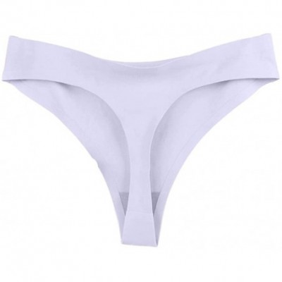 Slips Sexy Thong for Womens 1 Piece Low Waist Seamless Panties Bikini Underwear for Female - White - CO1962H9774