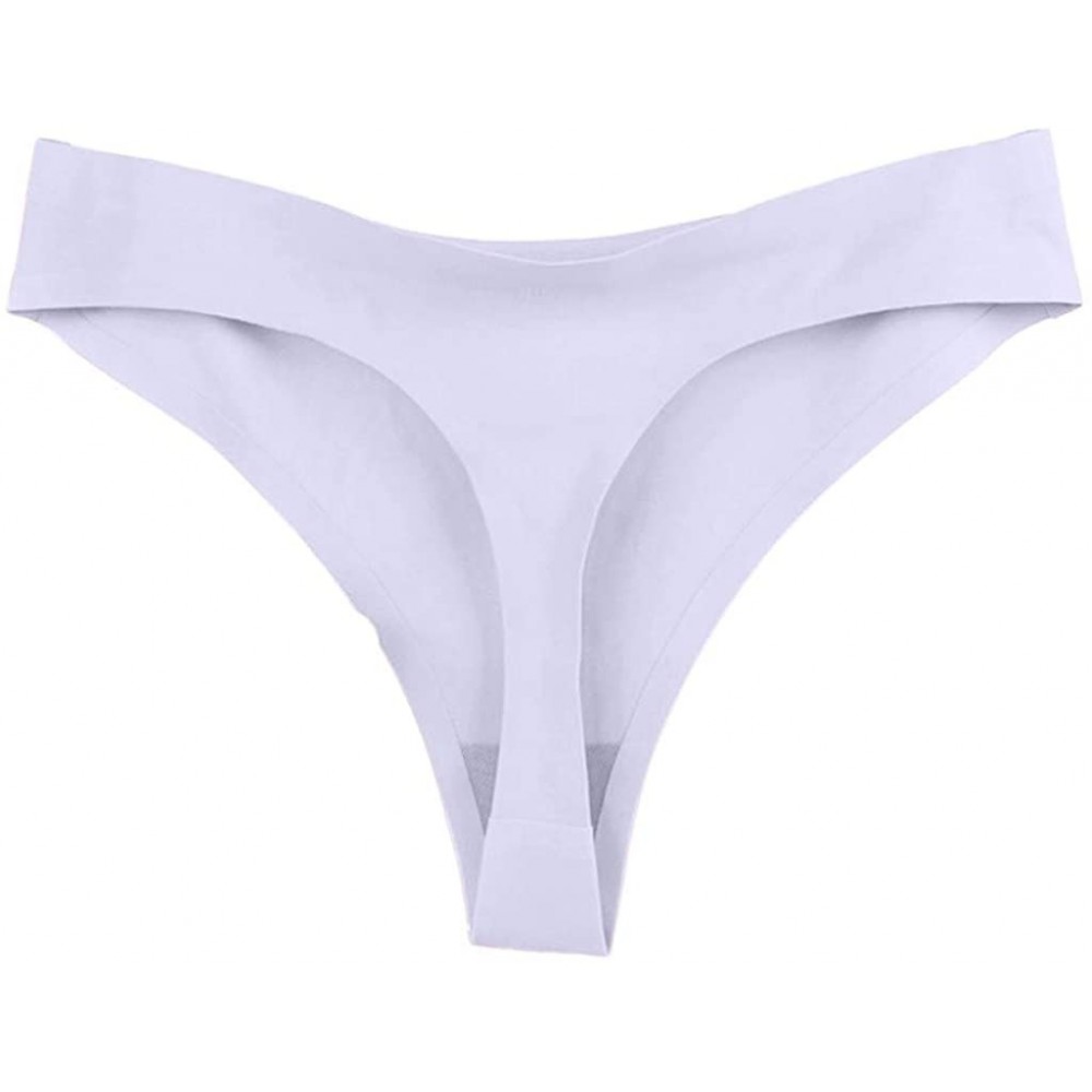 Slips Sexy Thong for Womens 1 Piece Low Waist Seamless Panties Bikini Underwear for Female - White - CO1962H9774