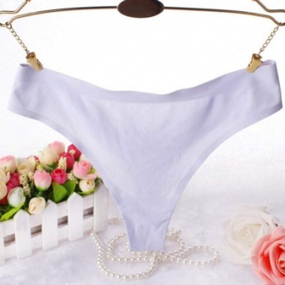 Slips Sexy Thong for Womens 1 Piece Low Waist Seamless Panties Bikini Underwear for Female - White - CO1962H9774