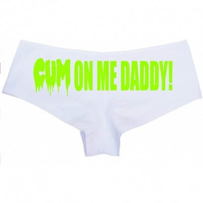 Panties Cum On Me Daddy DDLG cumslut Slut White Boyshort Underwear - Lime Green - CE18M27W9CC