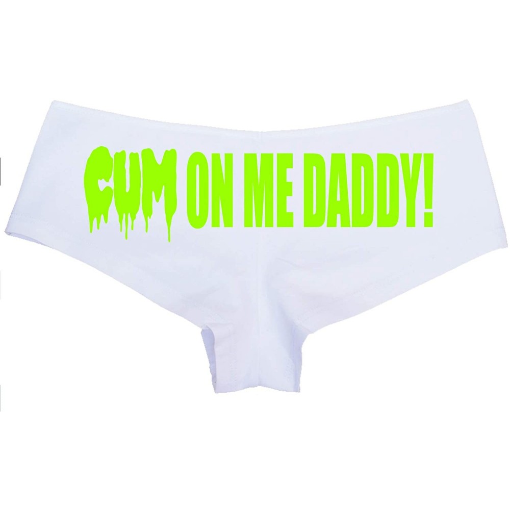 Panties Cum On Me Daddy DDLG cumslut Slut White Boyshort Underwear - Lime Green - CE18M27W9CC