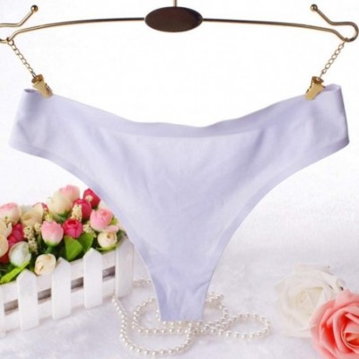 Slips Sexy Thong for Womens 1 Piece Low Waist Seamless Panties Bikini Underwear for Female - White - CO1962H9774