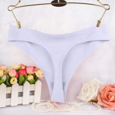 Slips Sexy Thong for Womens 1 Piece Low Waist Seamless Panties Bikini Underwear for Female - White - CO1962H9774