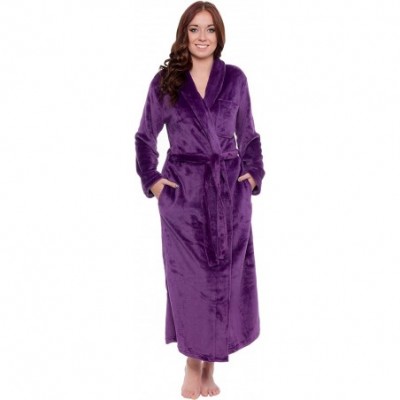 Robes Women's Full Length Luxury Long Bathrobe - Soft Plush Comfy Long Robe (Sizes Small - Plus Size XXL) - Purple - C618C7C84WT