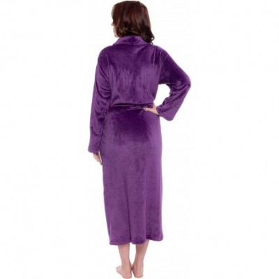 Robes Women's Full Length Luxury Long Bathrobe - Soft Plush Comfy Long Robe (Sizes Small - Plus Size XXL) - Purple - C618C7C84WT