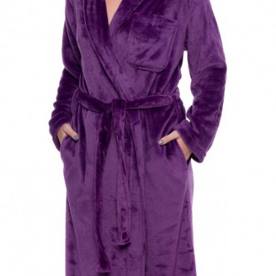 Robes Women's Full Length Luxury Long Bathrobe - Soft Plush Comfy Long Robe (Sizes Small - Plus Size XXL) - Purple - C618C7C84WT