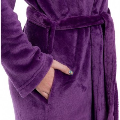 Robes Women's Full Length Luxury Long Bathrobe - Soft Plush Comfy Long Robe (Sizes Small - Plus Size XXL) - Purple - C618C7C84WT