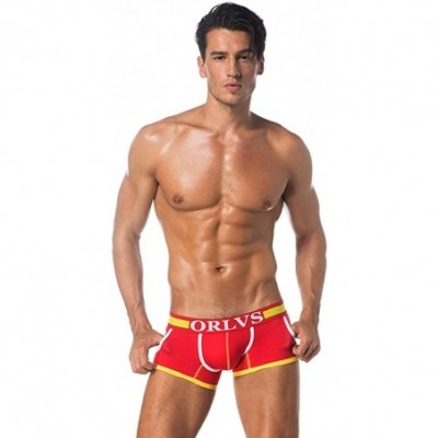 Trunks Men's Boxer Briefs Cotton Stretch Underwear - Red*3 - C3193N4Q26W