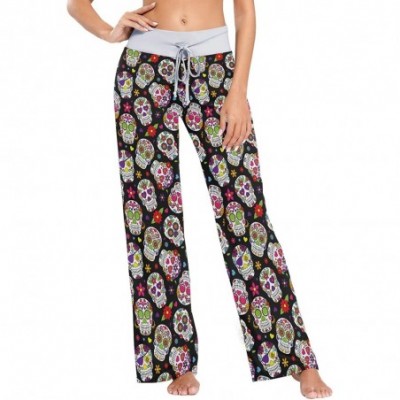 Bottoms Women's Pajama Pants Drawstring Long Wide Leg Lounge Sleep Trousers Sleep Pants - Color25 - C9199DNUNEQ