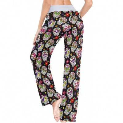 Bottoms Women's Pajama Pants Drawstring Long Wide Leg Lounge Sleep Trousers Sleep Pants - Color25 - C9199DNUNEQ